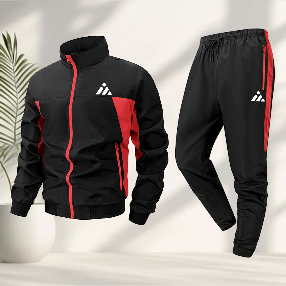 Cycling Commuter Trousers - ชุดกีฬาลำลองสำหรับบุรุษ แจ็คเก็ตซิปพิมพ์ลายสามเหลี่ยมสุดสร้างสรรค์ พร้อมกางเกงขายาว ชุดออกกำลังกาย ปั่นจักรยาน กิจกรรมกลางแจ้ง