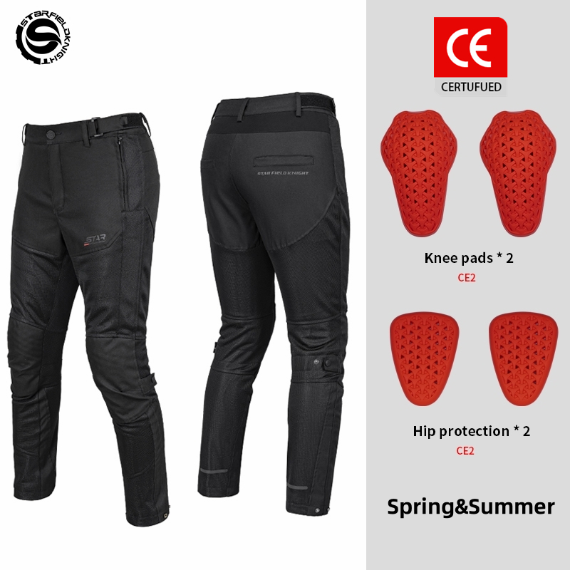 Cycling Commuter Trousers - Star Field Knight กางเกงขี่มอเตอร์ไซค์พร้อมอุปกรณ์ป้องกันกางเกงสำหรับผู้ชายตาข่ายระบายอากาศสีดำสำหรับฤดูร้อน