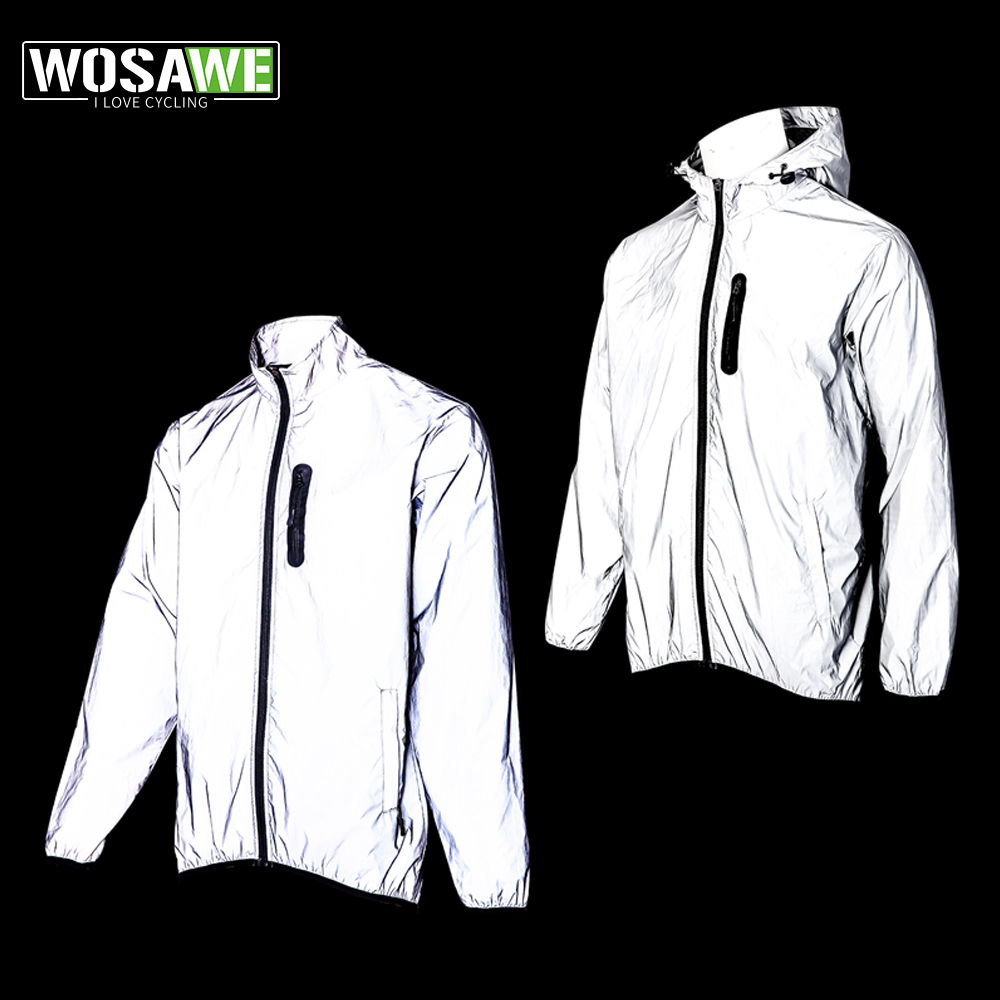 Cycling Rain Jacket Commute - WOSAWE ผู้ชายสะท้อนแสงกลางแจ้งเสื้อกันลมน้ําหนักเบา MTB จักรยาน Hooded Rain