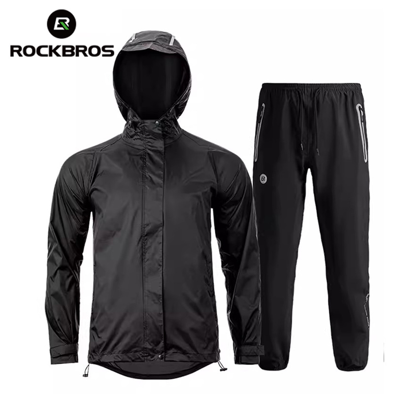 Cycling Rain Jacket Commute - ROCKBROS เสื้อกันฝนสำหรับขี่จักรยาน, เสื้อผ้ากันน้ำเสื้อแจ็กเก็ตกันฝนสะท้อนแสงเสื้อคลุมกันฝนเดินป่าตั้งแคมป์กลางแจ้ง