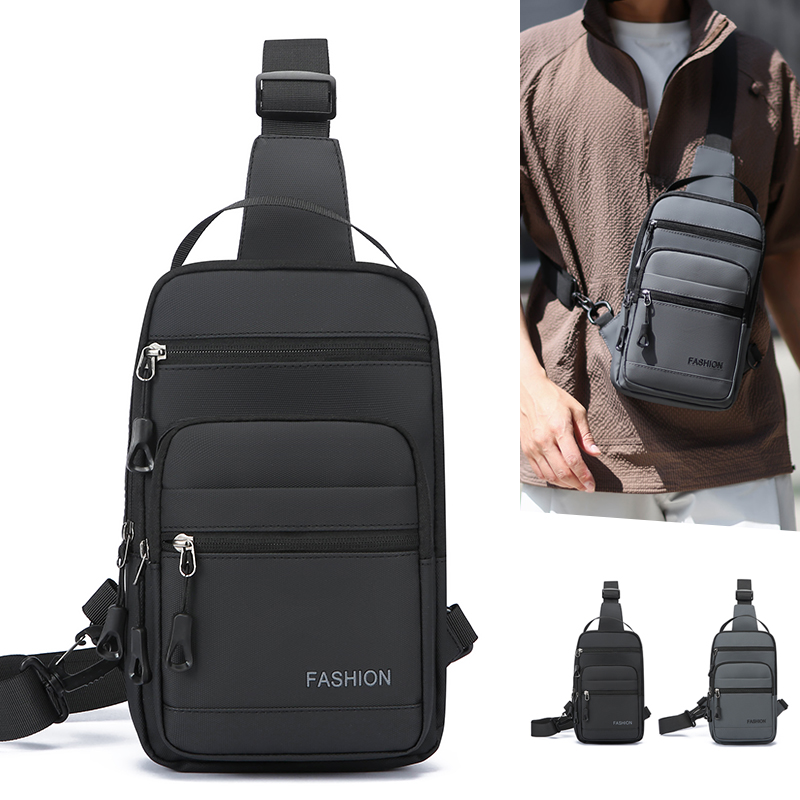 Cycling Commuter Bag - กระเป๋าคาดหน้าอกสำหรับผู้ชาย กันน้ำ ผ้าอ็อกซ์ฟอร์ด กระเป๋าซิปด้านหน้า สายสะพายถอดได้ สำหรับปั่นจักรยาน