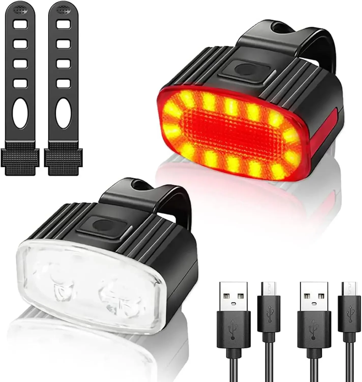 Bike Light Front Rear - ชุดไฟหน้าจักรยานจักรยานไฟติดท้ายจักรยานชาร์จ USB กันน้ำ MTB ไฟท้าย LED
