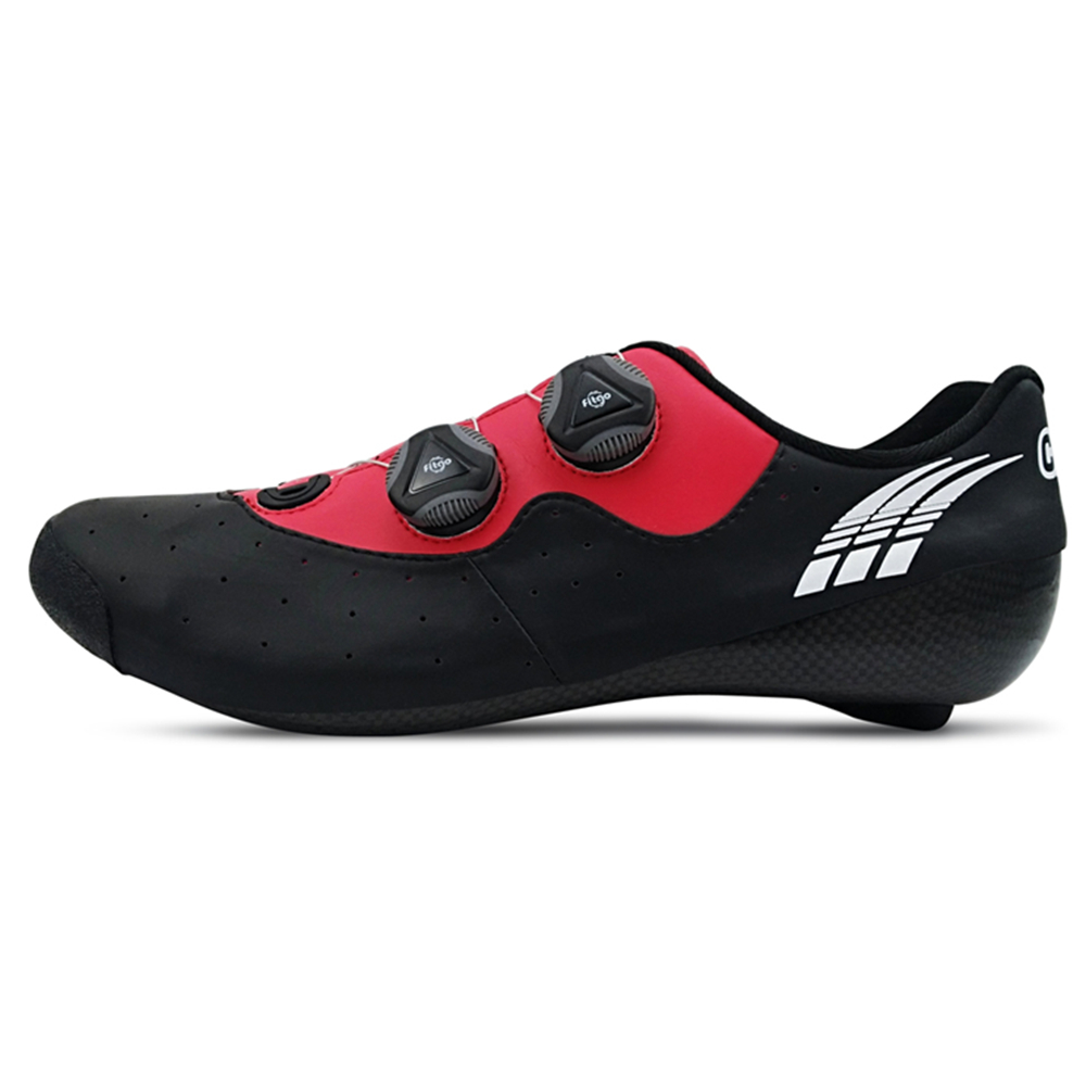 Cycling In City - รองเท้าปั่นจักรยานไฮเปอร์ไซคลิ่ง C4 สีดำแดง รองเท้าปั่นจักรยานแบบถนน รองเท้าปั่นจักรยานคาร์บอน รองเท้าปั่นจักรยานคาร์บอนสำหรับถนน