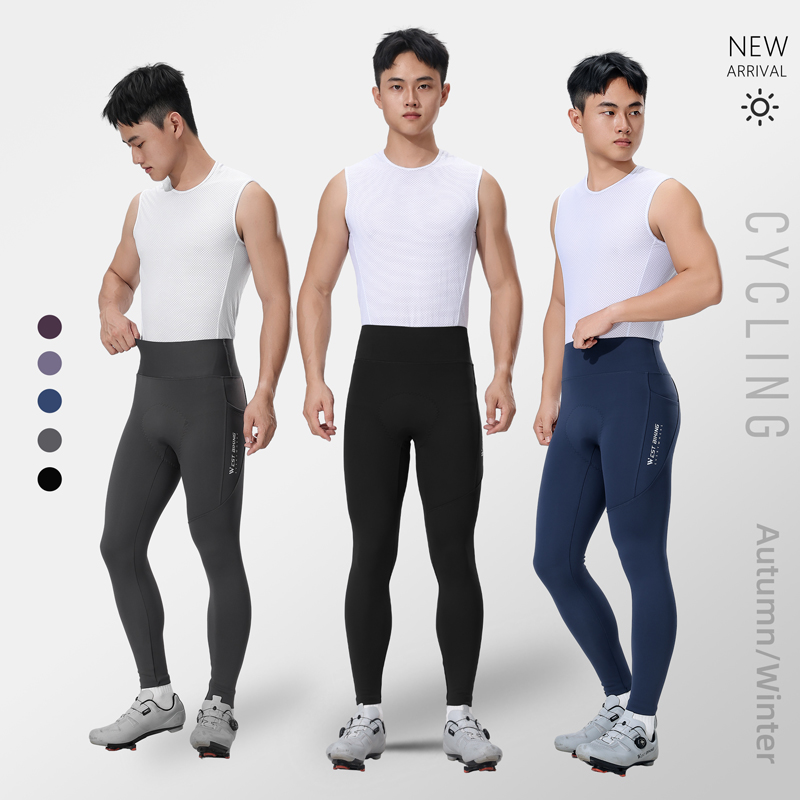 Cycling Commute Training - กางเกงปั่นจักรยานแบบมีซับในสำหรับฤดูหนาว เหมาะสำหรับการเดินทางและการฝึกซ้อม บุขนแกะและเสริมแผ่นรองนั่ง สำหรับผู้ชาย ปั่นจักรยานบนถนนและภูเขา