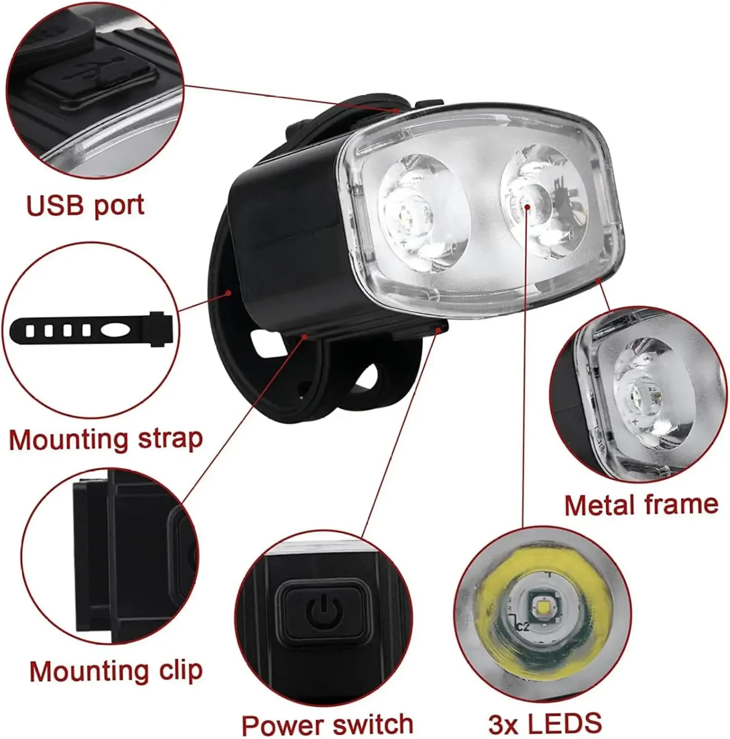 ชุดไฟหน้าจักรยานจักรยานไฟติดท้ - Bike Light Front Rear บทวิจารณ์และราคา