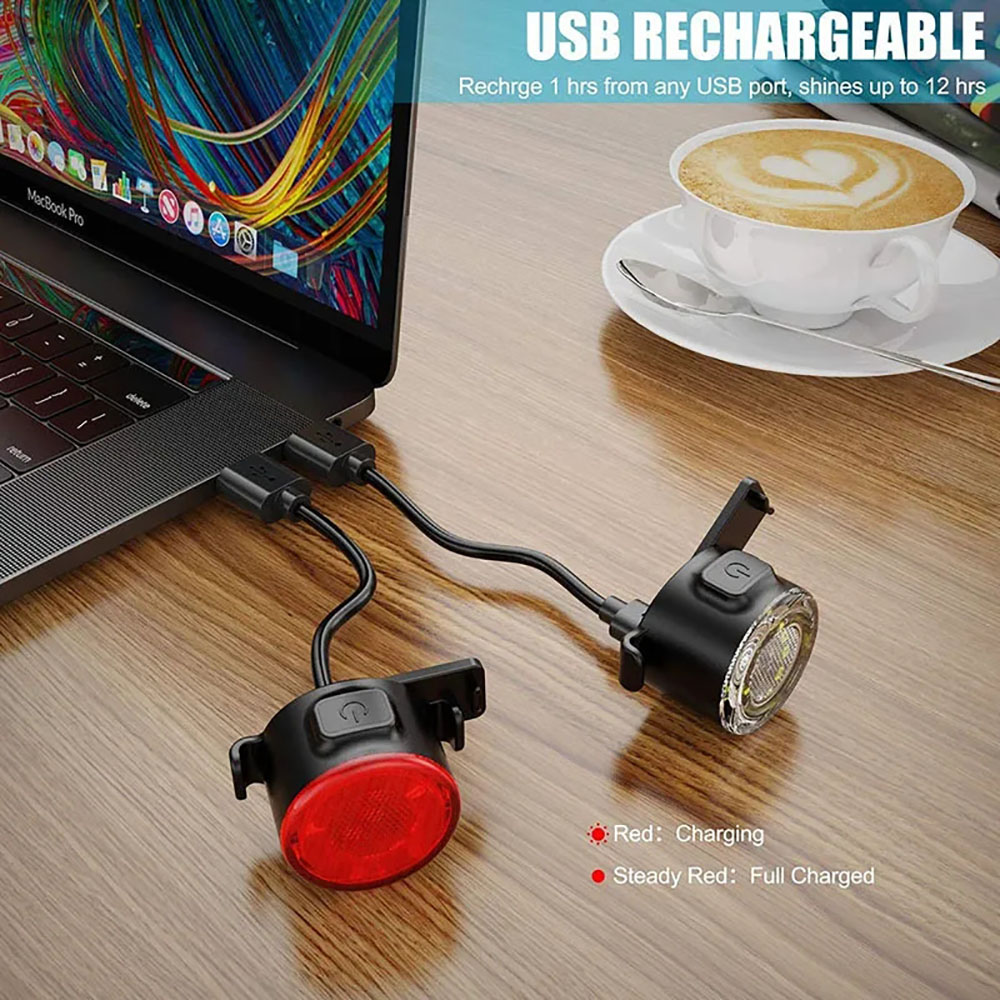 ชุดไฟจักรยาน LED กันน้ำแบบชาร์ - Bike Light Front Rear บทวิจารณ์และราคา